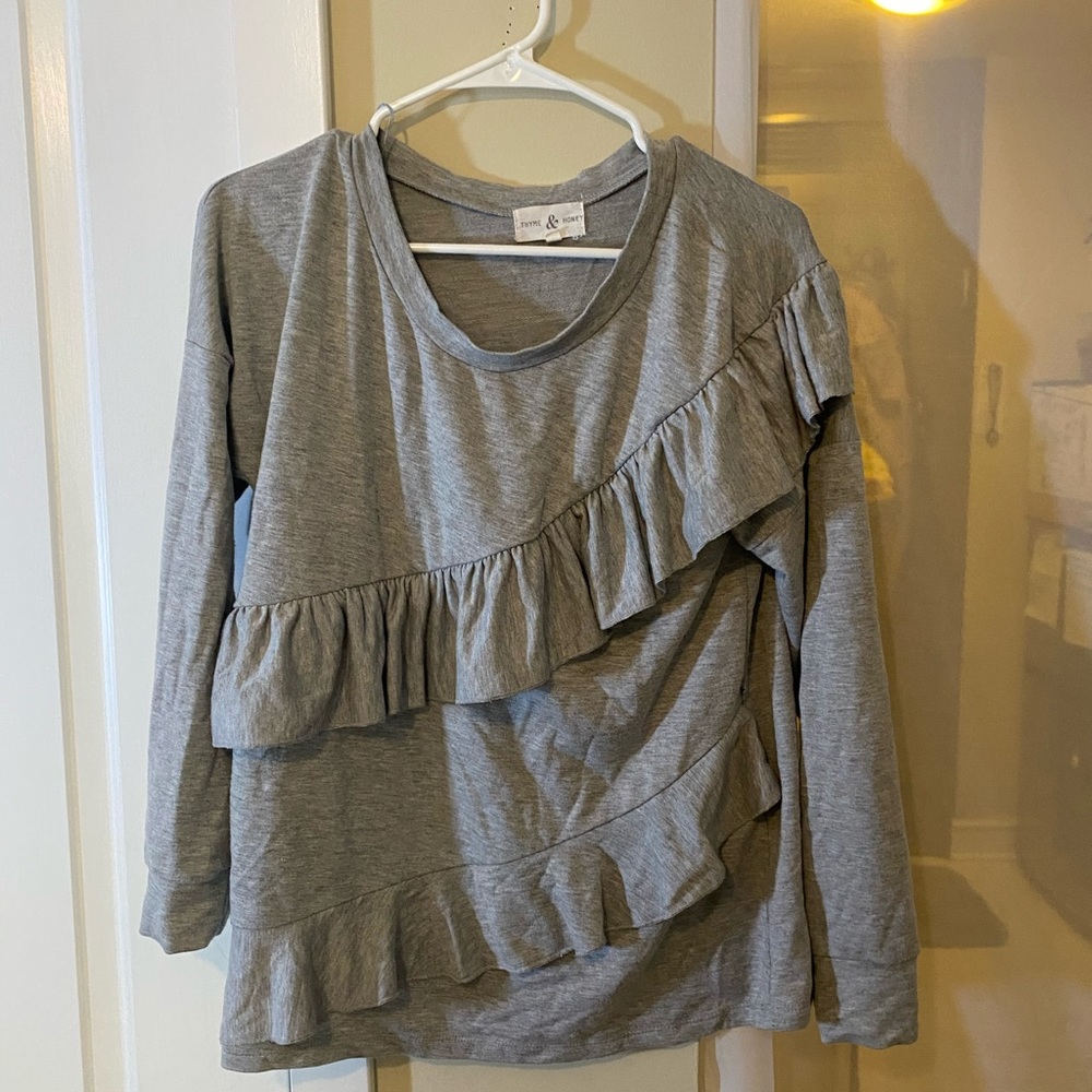 Ruffled grey long sleeve